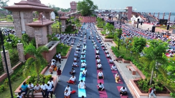 Participation of VSSUT Burla in the Celebration of International Yoga Day on 21 June 2025 at Mahanadi Riverfront, near Maa Samaleswari Temple, Sambalpur in presence of Shri Dharmendra Pradhan, Hon'ble Minister of Education, Govt of India